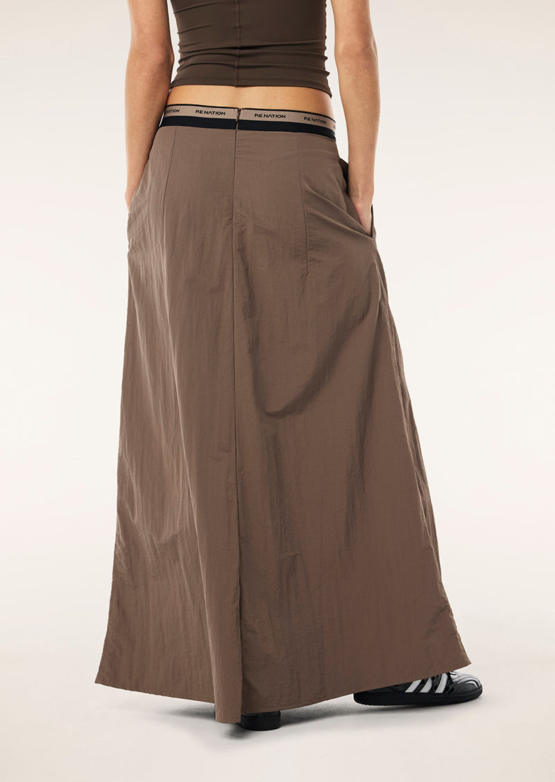 AVANT SKIRT IN WALNUT BY P.E NATION, WOMENS ATHLEISURE SKIRT BROWN