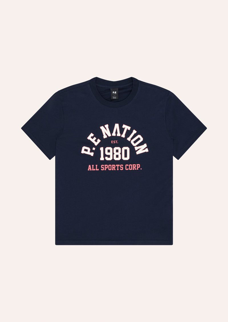 BAKSPIN TEE IN DARK NAVY BY P.E NATION, WOMEN'S ATHLEISURE TEES