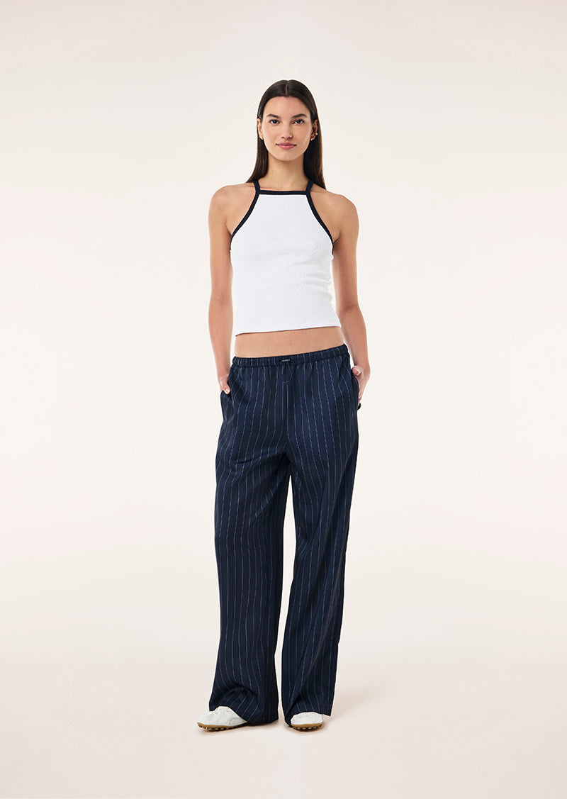 BEYOND RIB TANK IN WHITE & DARK NAVY