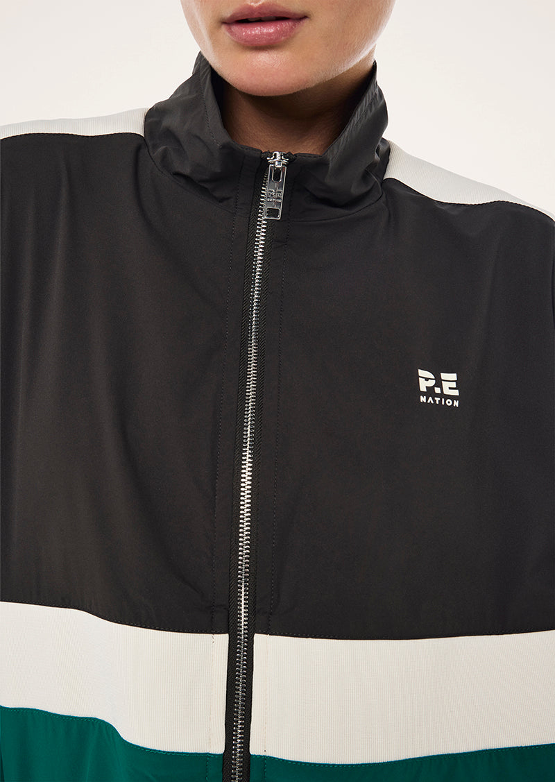 CENTURY JACKET IN COLLEGE GREEN BY P.E NATION, WOMEN'S ATHLEISURE JACKET