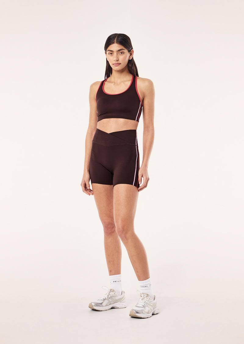 CLARITY 5" BIKE SHORT IN DARK PLUM & STRAWBERRY BY P.E NATION