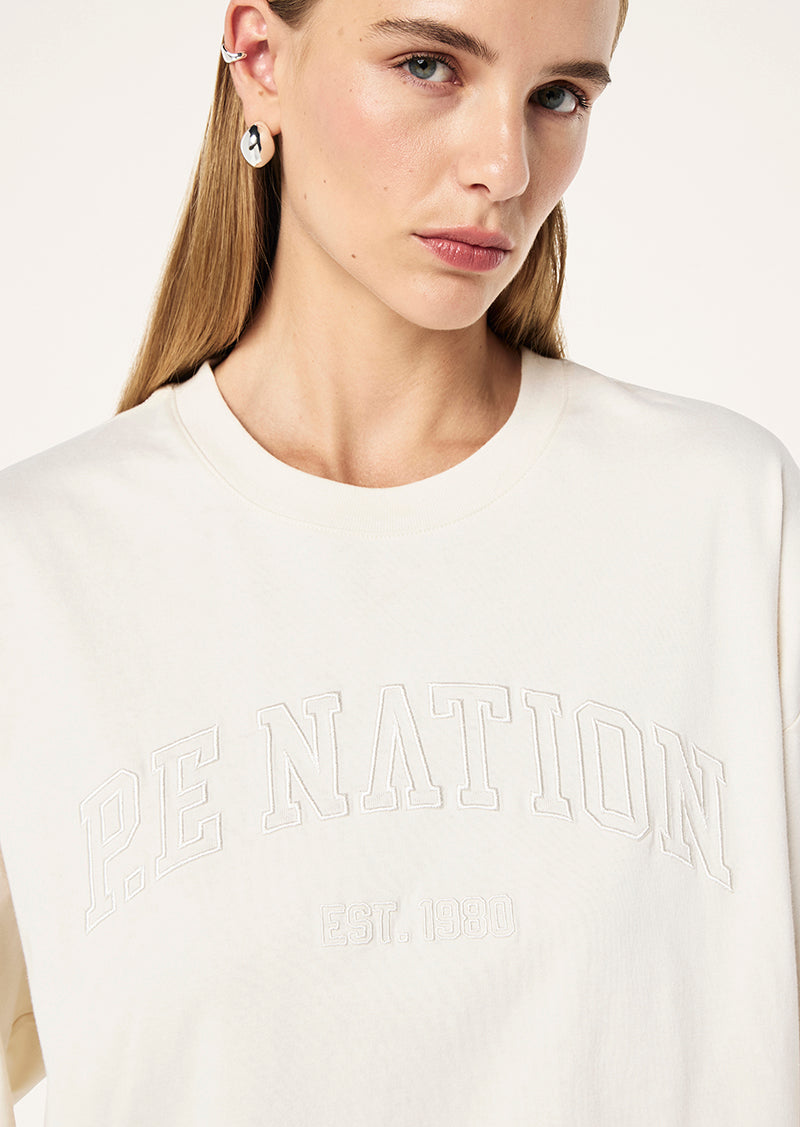 Core Oversized Long Sleeve Tee | Whisper White | P.E Nation