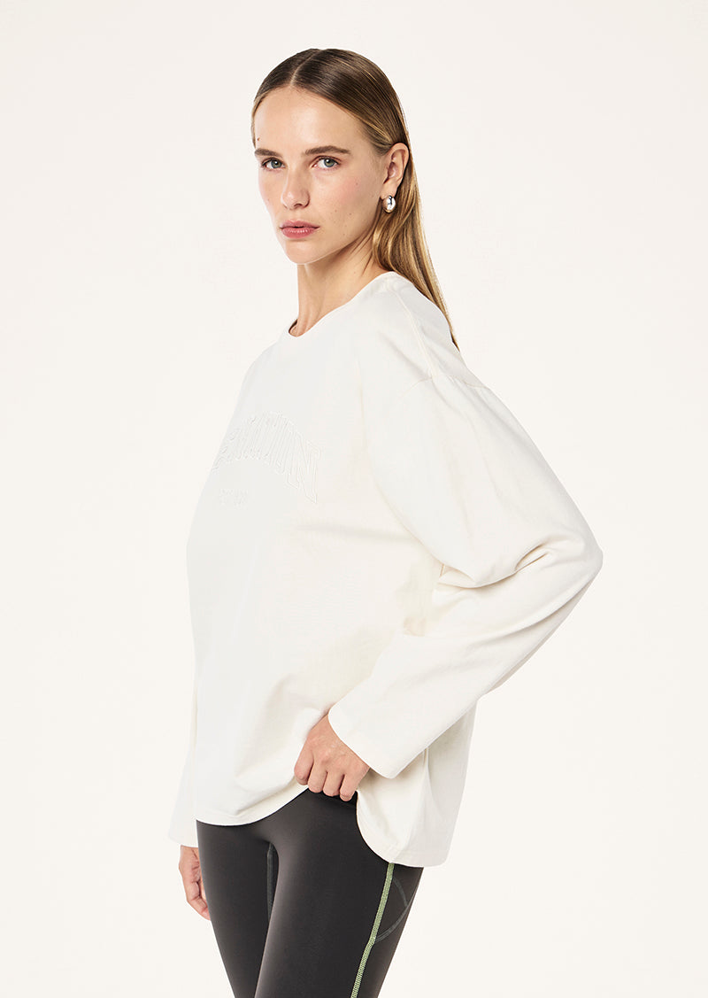 Core Oversized Long Sleeve Tee | Whisper White | P.E Nation