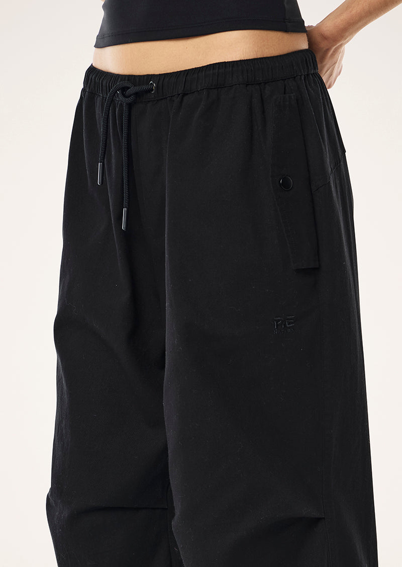 DISCOVERY COTTON PANT IN BLACK BY P.E NATION, WOMENS ATHLEISURE STREET FASHION CARGO PANT BLACK