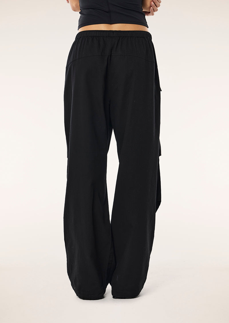 DISCOVERY COTTON PANT IN BLACK BY P.E NATION, WOMENS ATHLEISURE STREET FASHION CARGO PANT BLACK