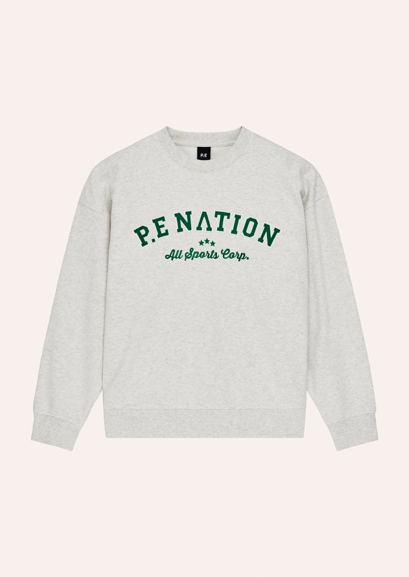 DYNAMIC SWEAT IN SNOW MARLE BY P.E NATION, WOMEN'S ATHLEISURE SWEATSHIRT