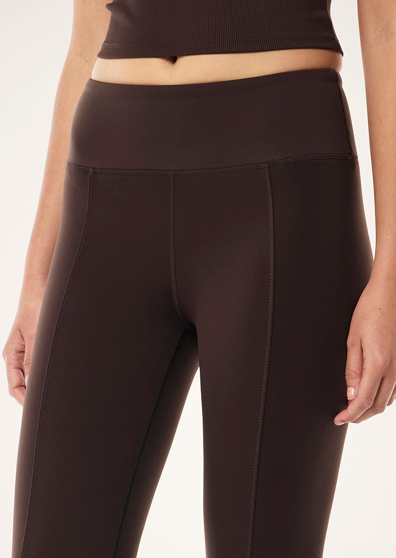 ELEVATION LEGGING IN ESPRESSO BY P.E NATION, WOMENS ATHLEISURE FLARE LEGGING BROWN
