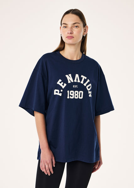 Established Oversized Short Sleeve Tee | Dark Navy | P.E Nation