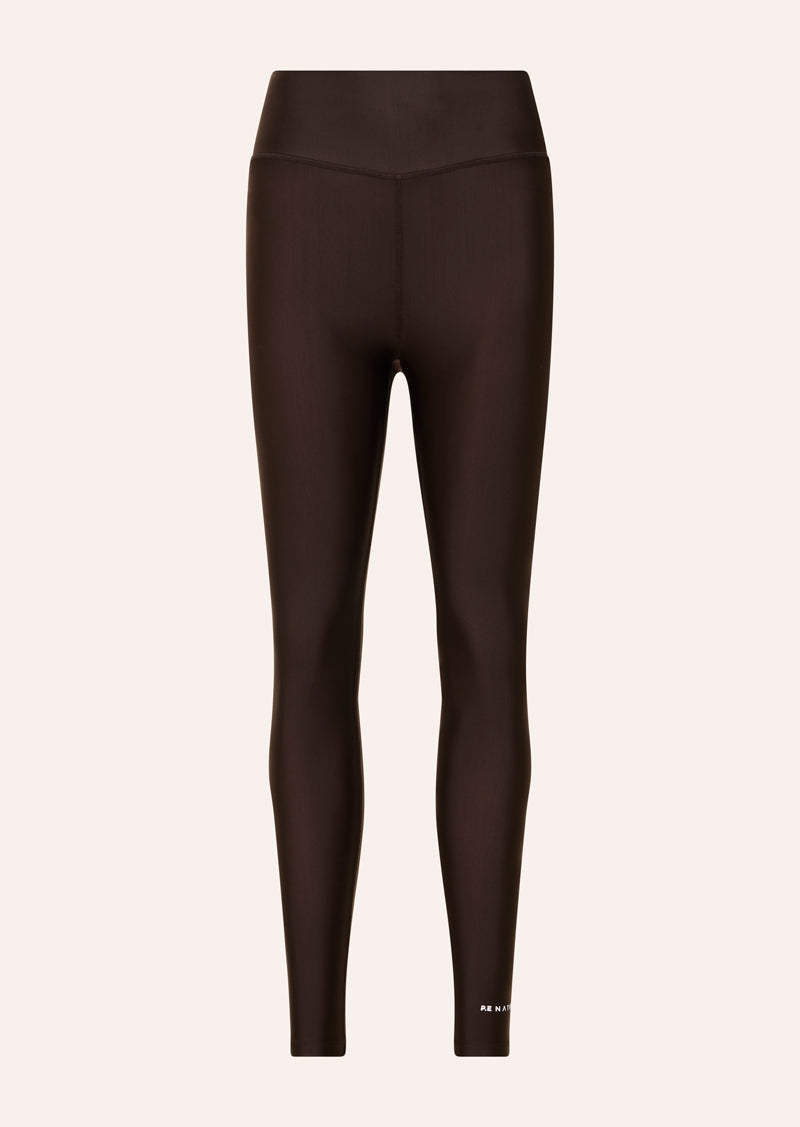FAIRMONT FULL LENGTH LEGGING IN ESPRESSO BY P.E NATION, WOMENS ACTIVE LEGGING BROWN SHINE