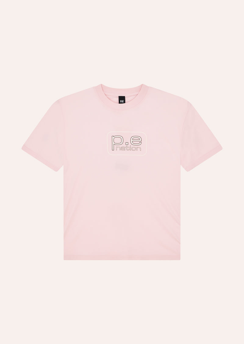 FLUX TEE IN CHALK PINK BY P.E NATION, WOMENS ATHLEISURE TEE PINK