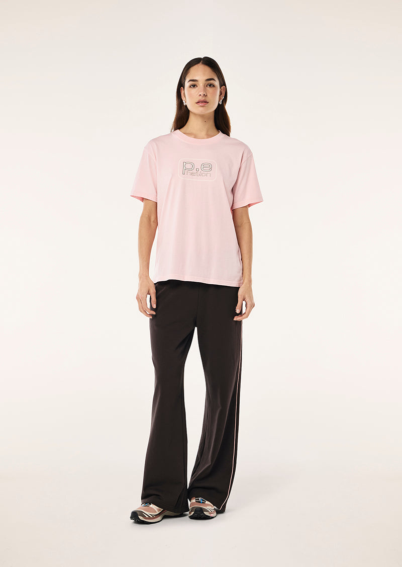 FLUX TEE IN CHALK PINK BY P.E NATION, WOMENS ATHLEISURE TEE PINK