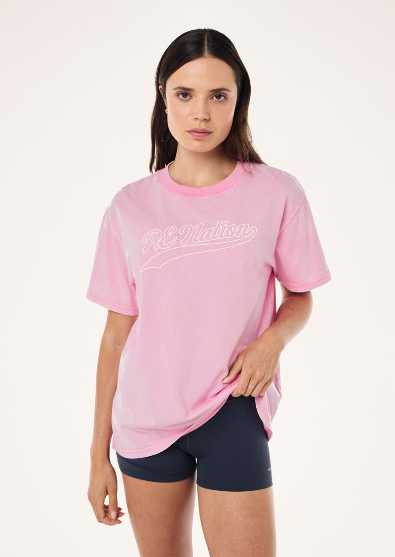 FORMATION 2 TEE IN WASHED PRISM PINK BY P.E NATION
