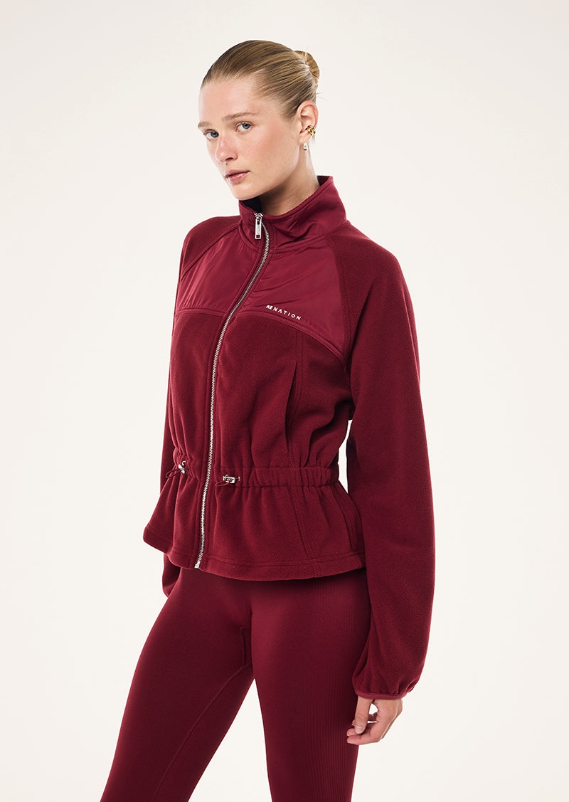 FORM JACKET IN CABERNET BY P.E NATION, WOMEN'S ATHLEISURE JACKETS