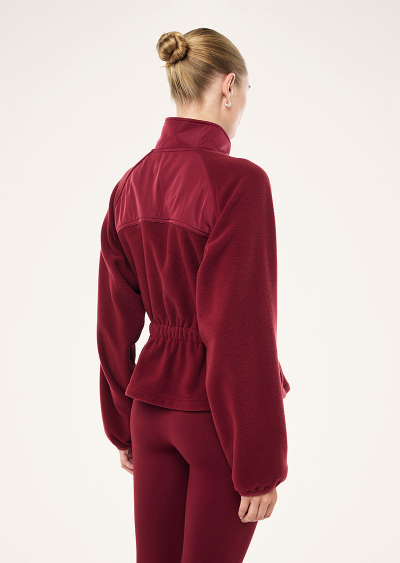 FORM JACKET IN CABERNET BY P.E NATION, WOMEN'S ATHLEISURE JACKETS