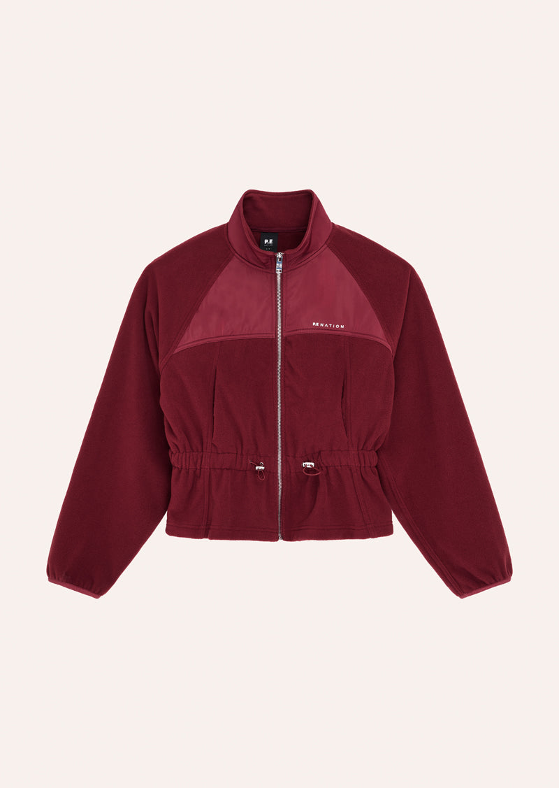 FORM JACKET IN CABERNET BY P.E NATION, WOMEN'S ATHLEISURE JACKETS