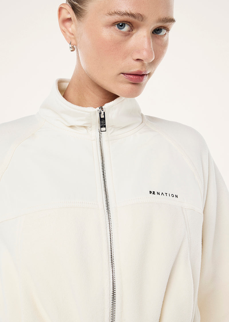 FORM JACKET IN WHISPER WHITE BY P.E NATION, WOMEN'S ATHLEISURE JACKETS