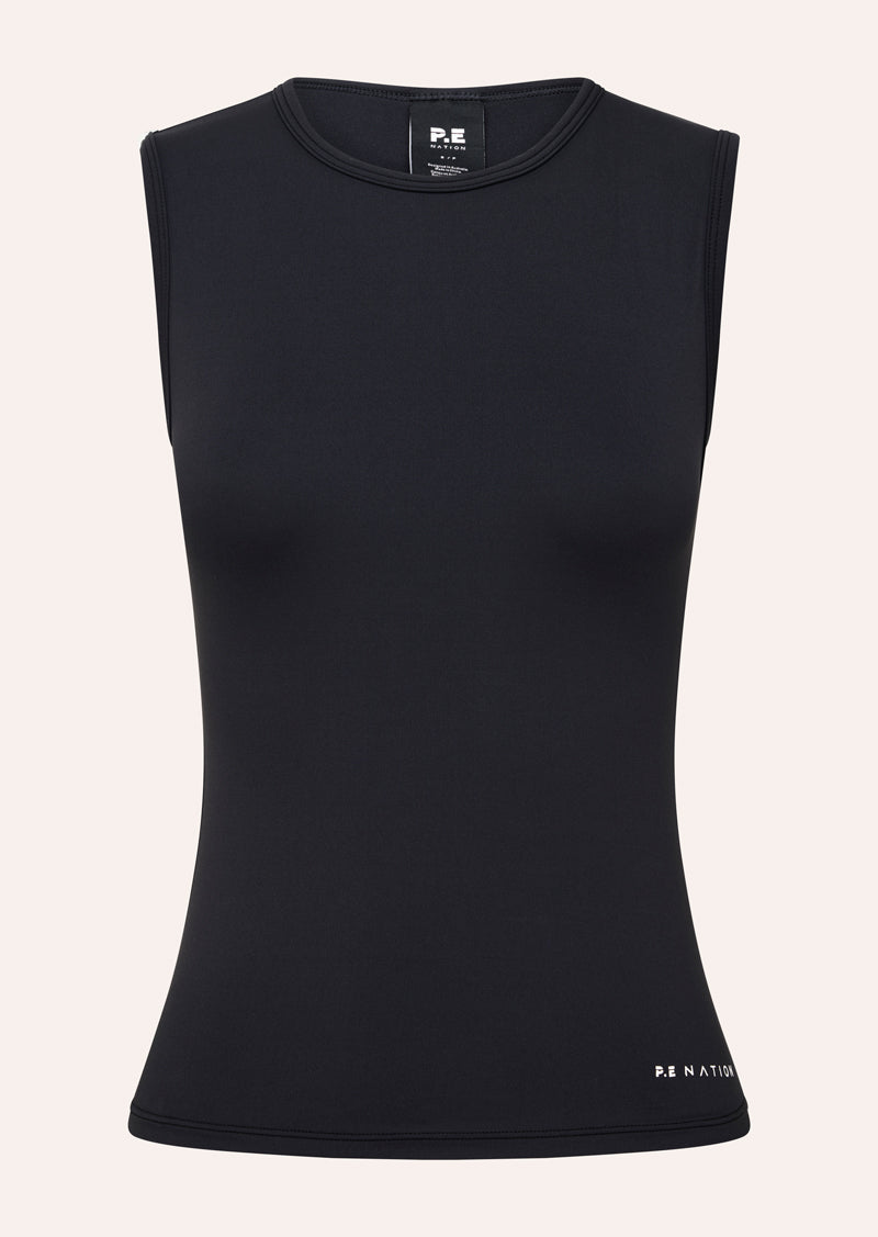 FOUNDATION MUSCLE TANK IN BLACK BY P.E NATION, WOMENS ACTIVE TANK TOP BLACK