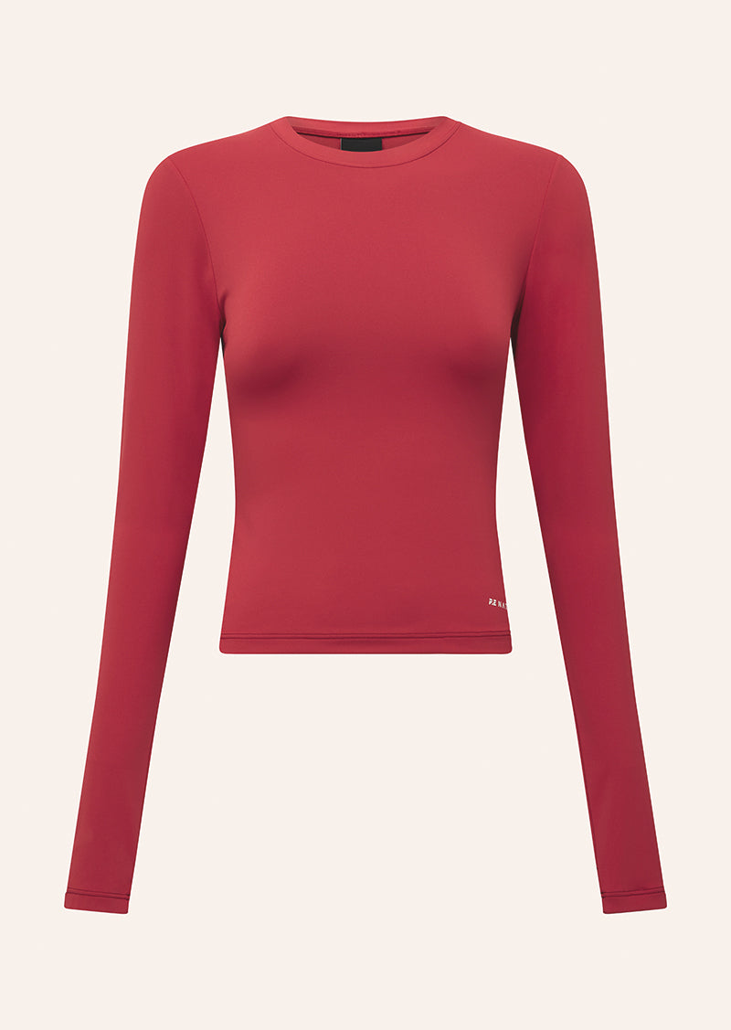 Foundation Long Sleeve Top in Cherry by P.E Nation, Women's Athleisure Long Sleeve Tops