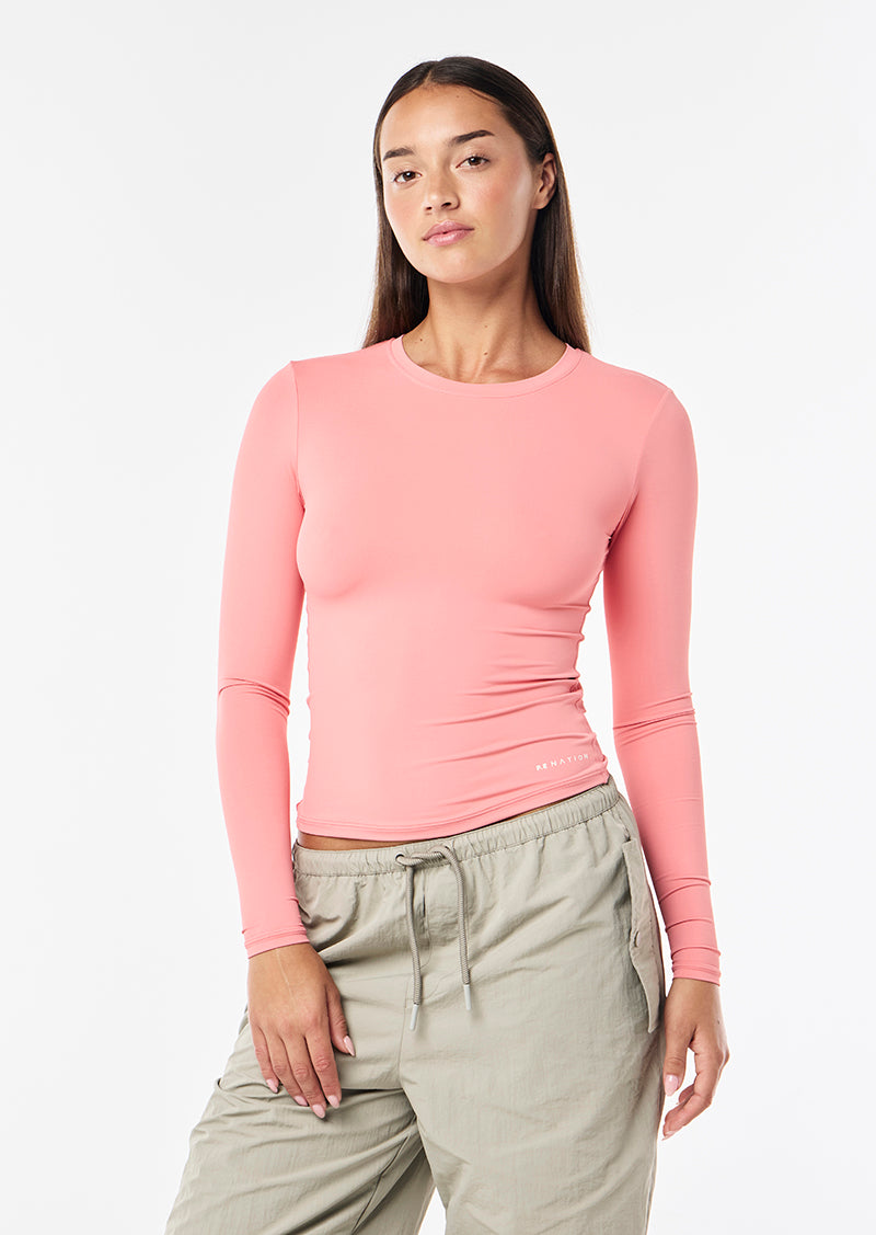 FOUNDATION LONG SLEEVE TOP IN DUSTY PINK