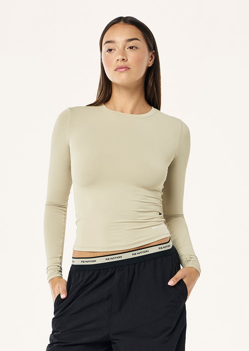 FOUNDATION LONG SLEEVE TOP IN BISCUIT BY P.E NATION