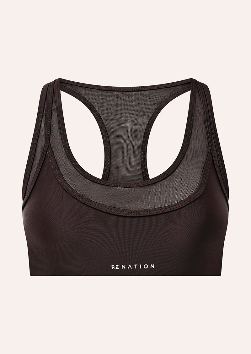 FUSION SPORTS BRA IN DARK PLUM BY P.E NATION, WOMEN'S ATHLEISURE SPORTS BRAS