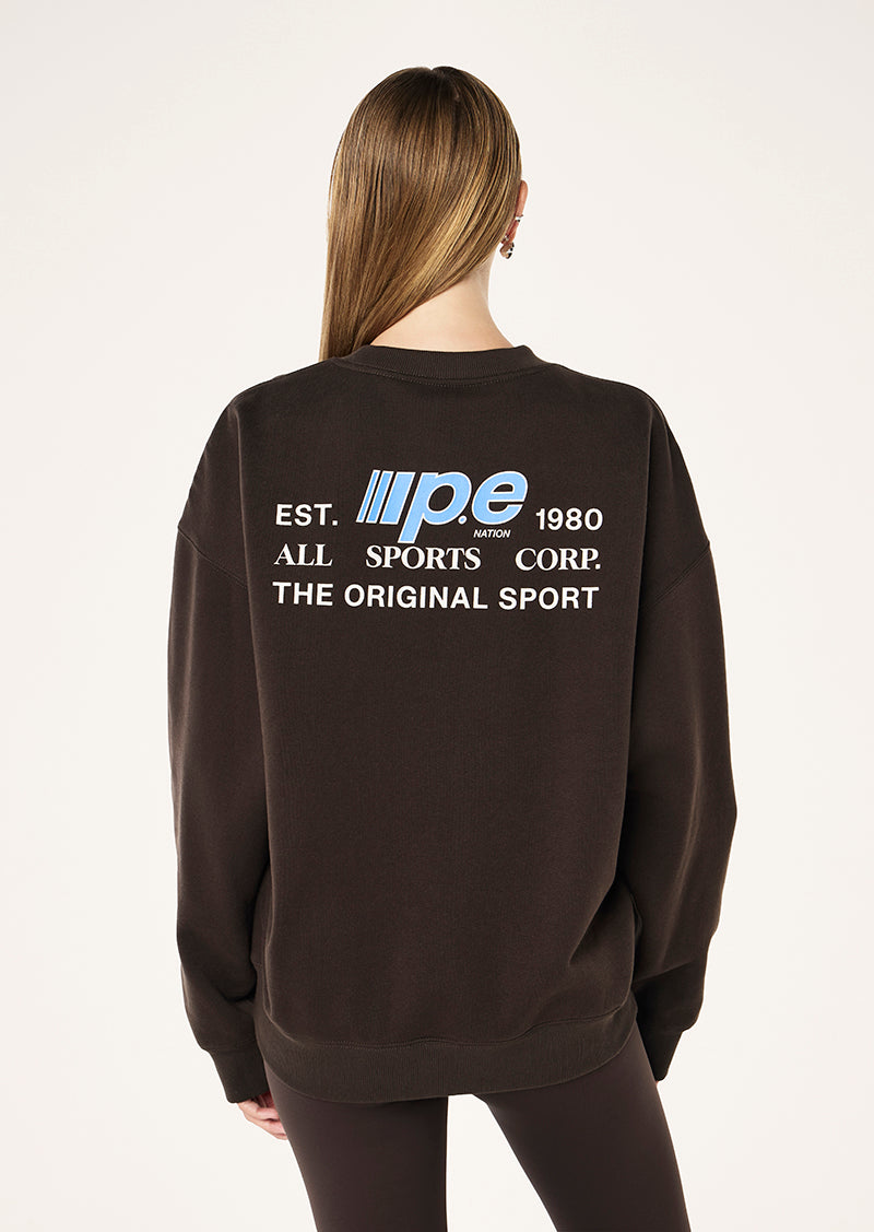 GLIDE SWEAT IN COFFEE BY P.E NATION, WOMEN'S ATHLEISURE SWEATSHIRTS
