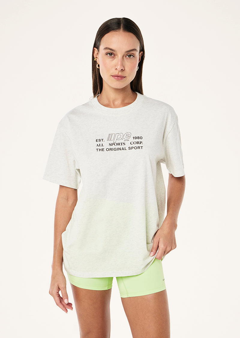 GLIDE RELAXED TEE IN SNOW MARLE BY P.E NATION