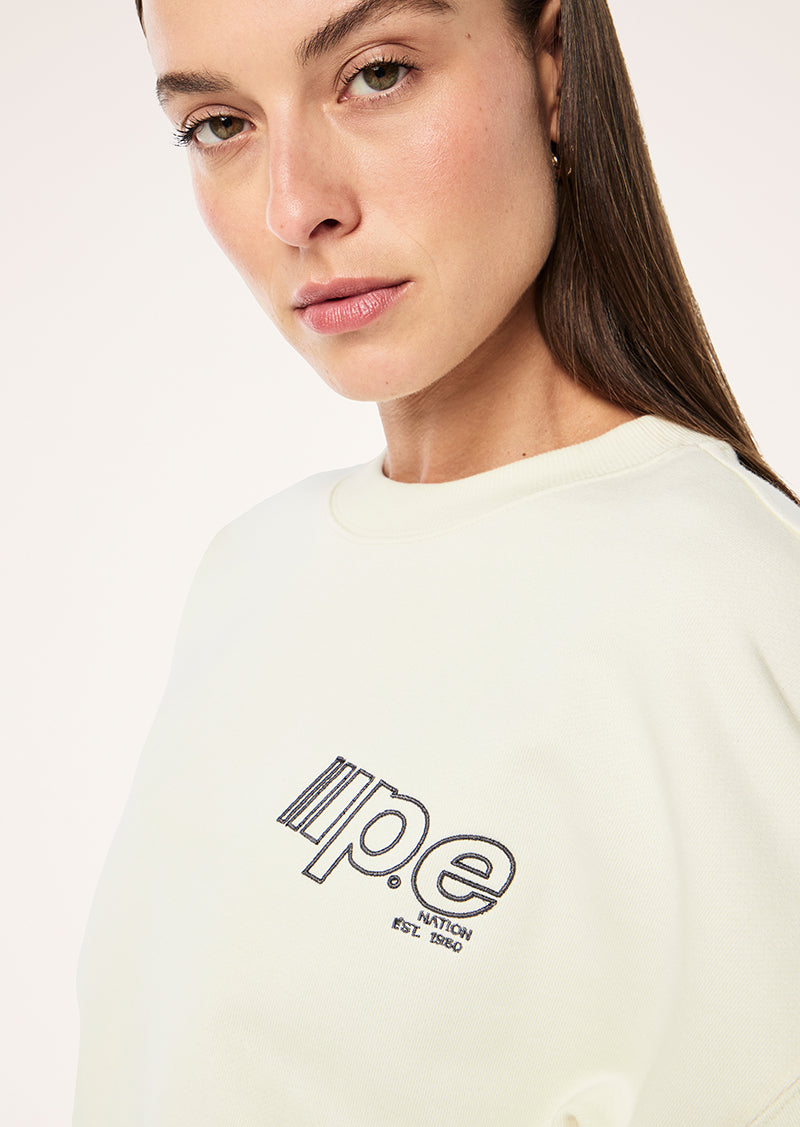 GLIDE SWEAT IN WHISPER WHITE BY P.E NATION, WOMEN'S ATHLEISURE SWEATSHIRTS