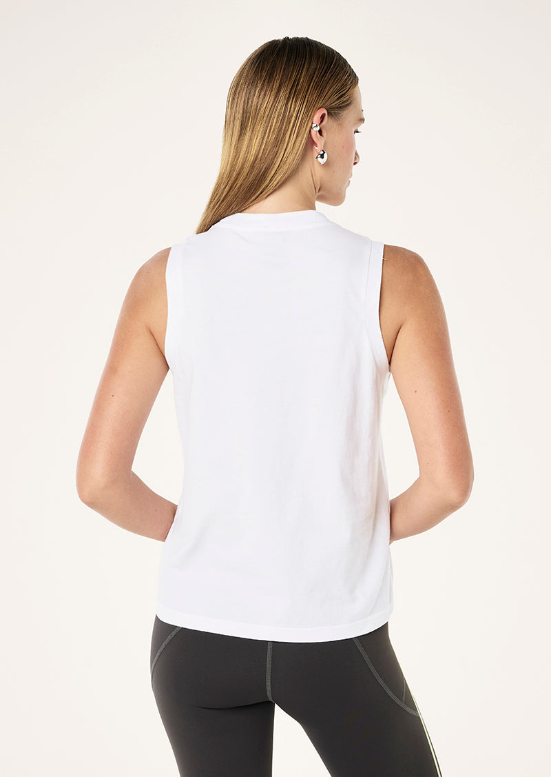GLIDE TANK IN WHITE BY P.E NATION, WOMEN'S ATHLEISURE TANKS