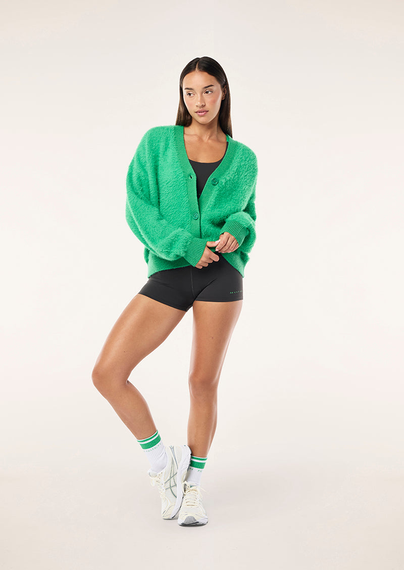GREENPOINT KNIT CARDIGAN IN KELLY GREEN