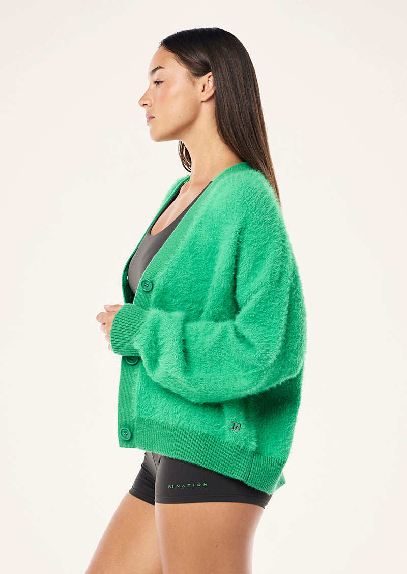 GREENPOINT KNIT CARDIGAN IN KELLY GREEN