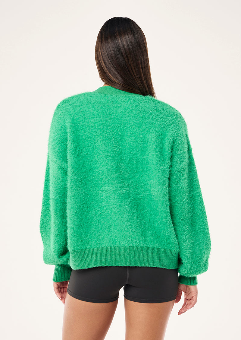 GREENPOINT KNIT CARDIGAN IN KELLY GREEN