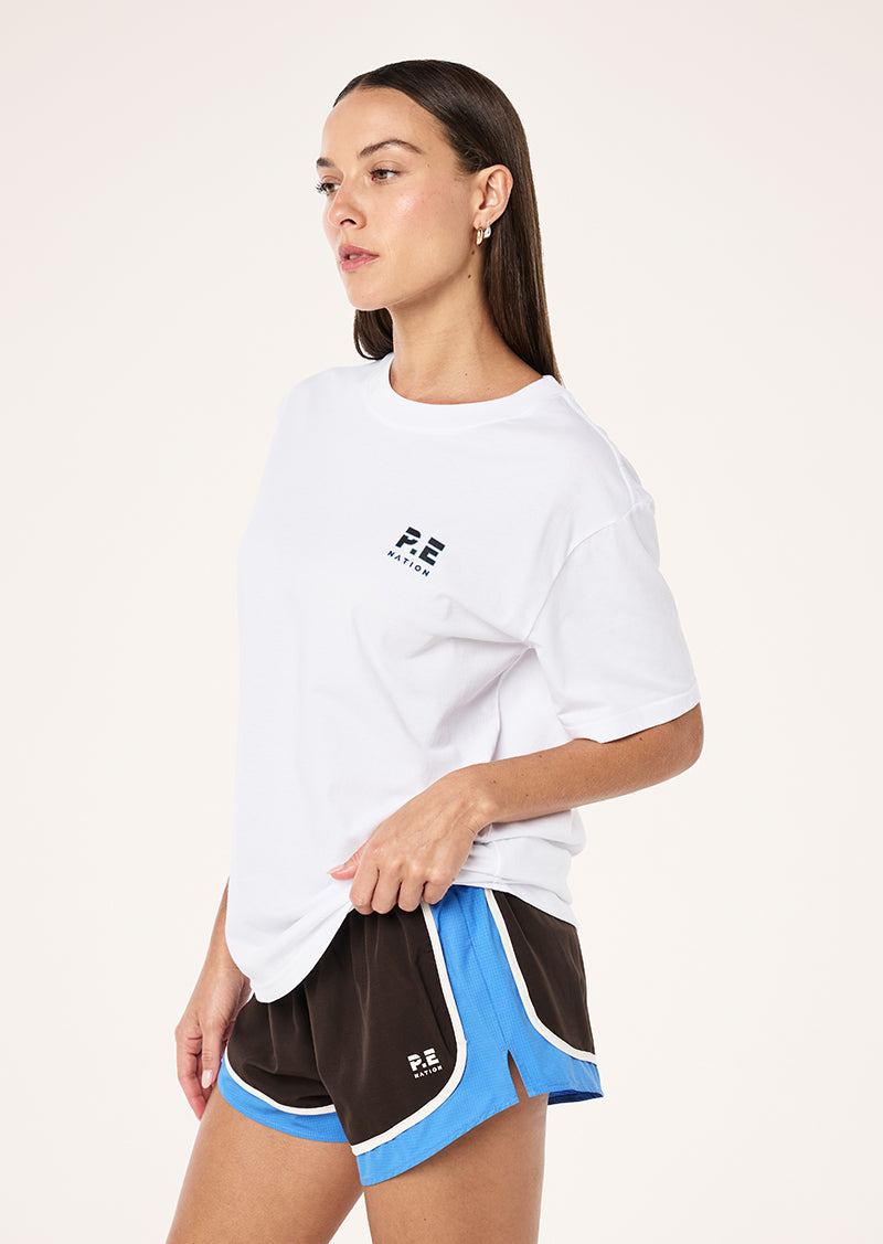 HEADS UP 2.0 TEE IN OPTIC WHITE BY P.E NATION, WOMEN'S ATHLEISURE TEES
