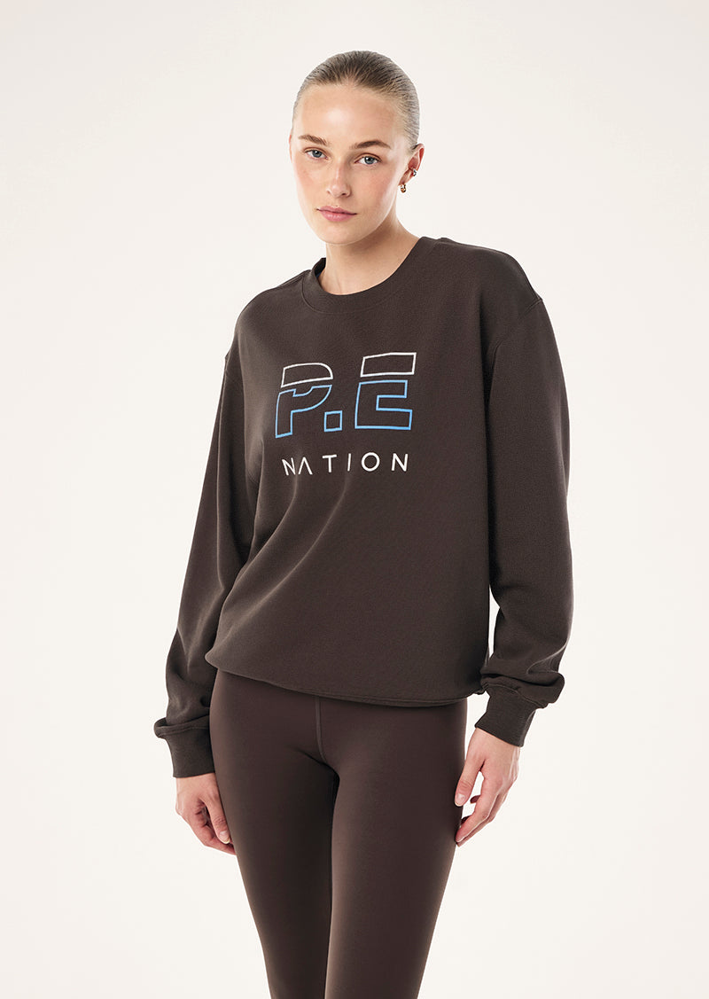 HEADS UP SWEAT IN COFFEE & MARINA BLUE