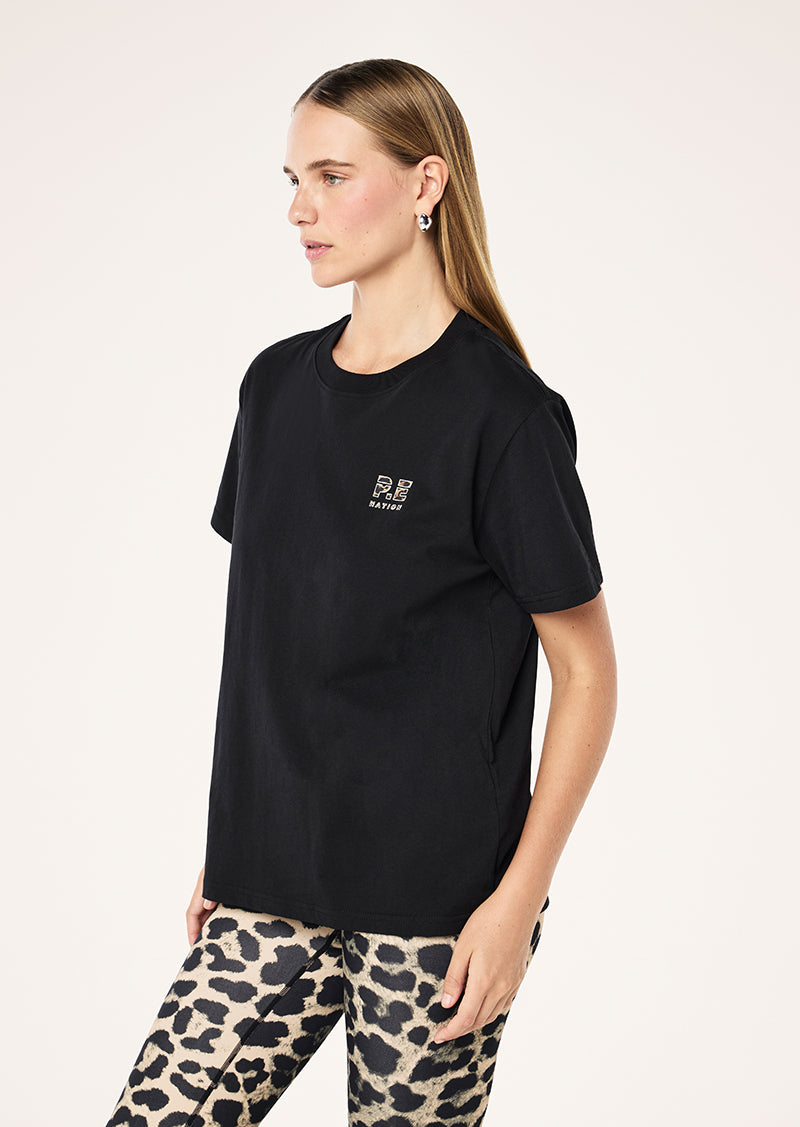Heads Up 2.0 Tee in Black & Leopard by P.E Nation, Women's Athleisure Tees