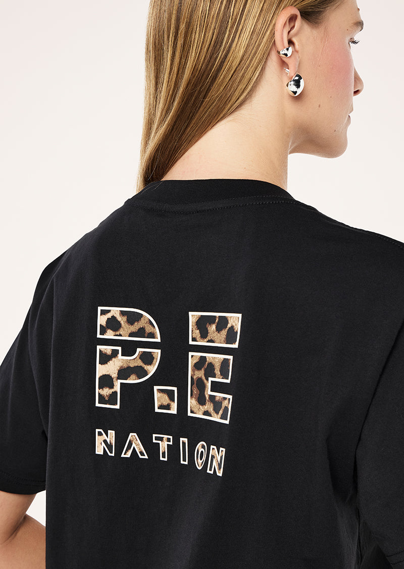 Heads Up 2.0 Tee in Black & Leopard by P.E Nation, Women's Athleisure Tees