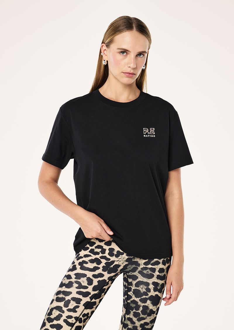 Heads Up 2.0 Tee in Black & Leopard by P.E Nation