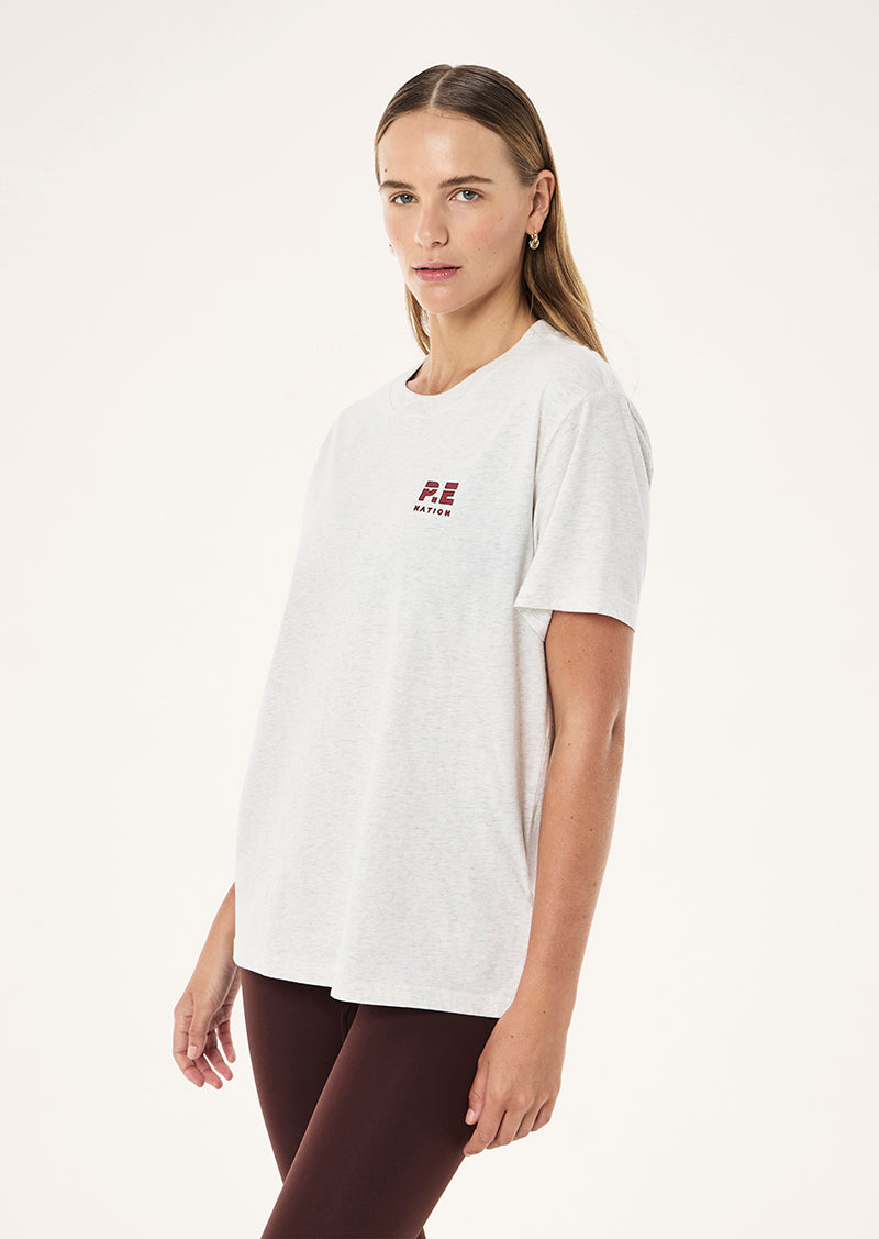 Heads Up 2.0 Tee in Snow Marle by P.E Nation, Women's Athleisure Tees
