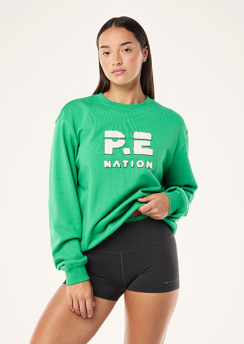 HEADS UP BOUCLE SWEAT IN KELLY GREEN