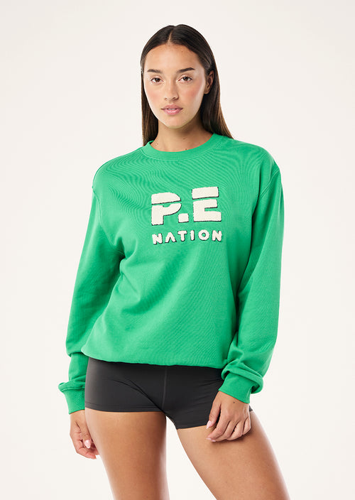 HEADS UP BOUCLE SWEAT IN KELLY GREEN