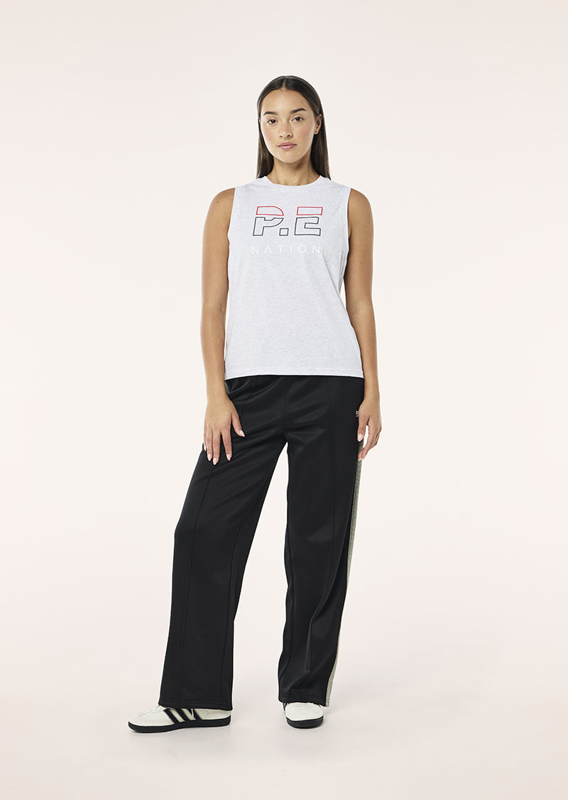 HEADS UP TANK IN GREY MARLE BY P.E NATION WOMENS ATHLEISURE TOP TANK