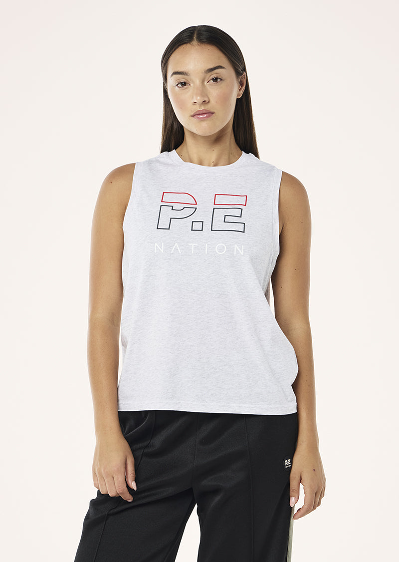 HEADS UP TANK IN GREY MARLE BY P.E NATION