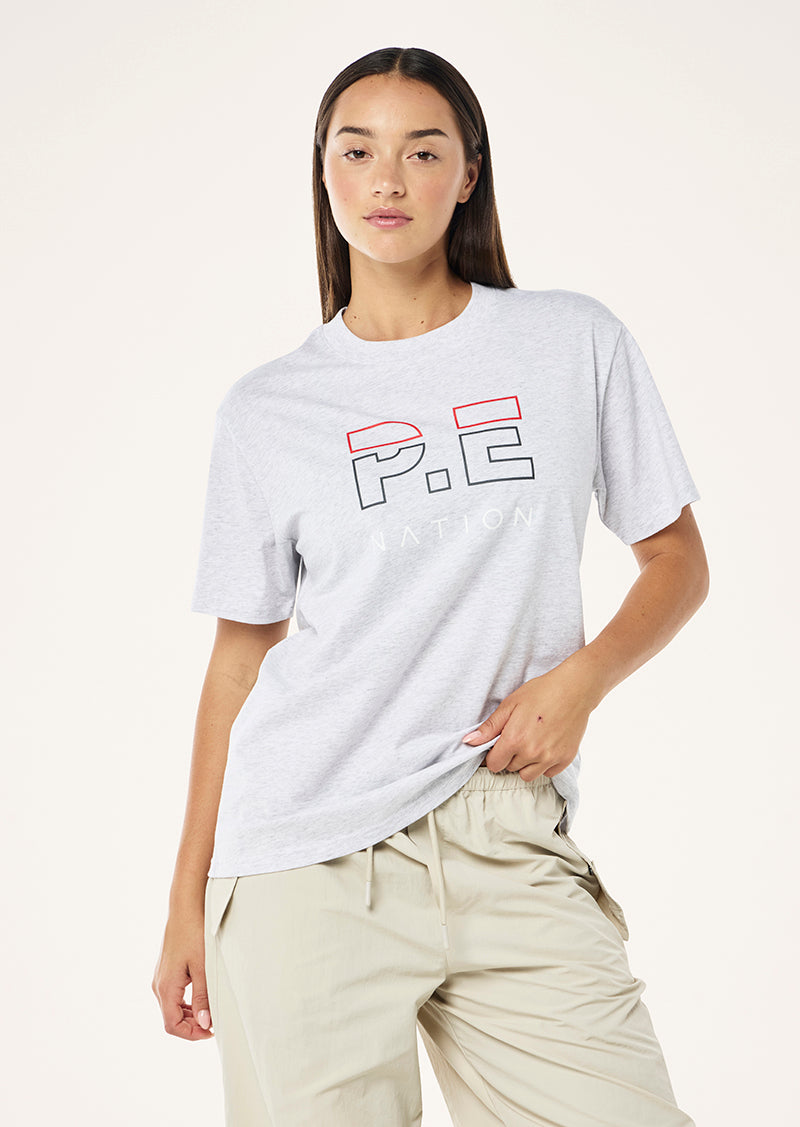 HEADS UP TEE IN GREY MARLE BY P.E NATION