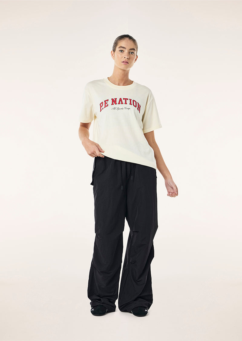 HERITAGE TEE IN WHISPER WHITE & STRAWBERRY