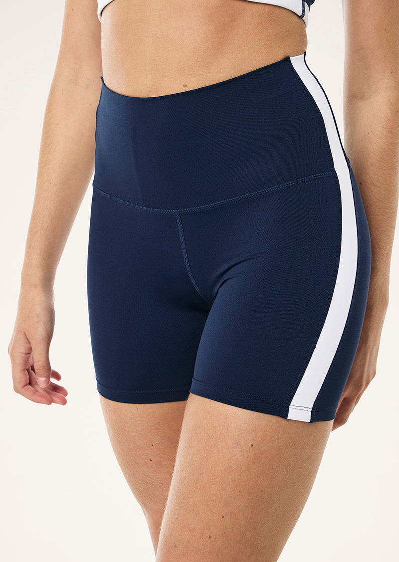 HIGHGATE 5" BIKE SHORT IN DARK NAVY & OPTIC WHITE