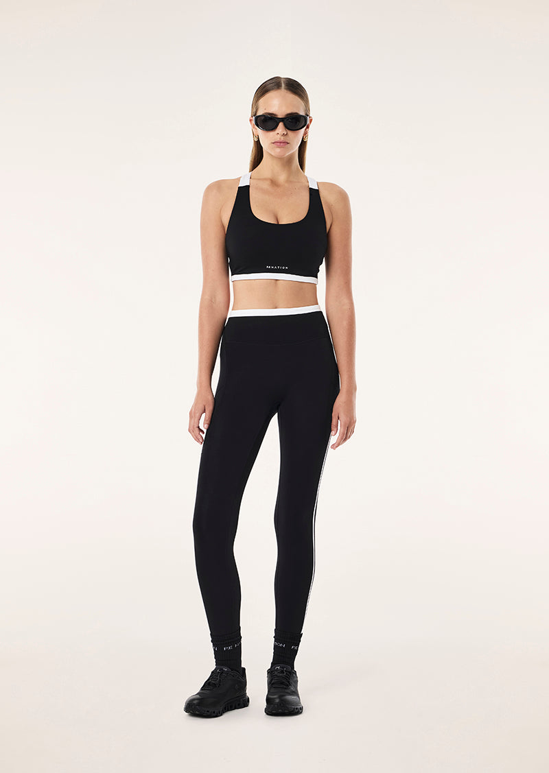 Highgate Sports Bra in Black & White by P.E Nation, Women's Athleisure Sports Bra