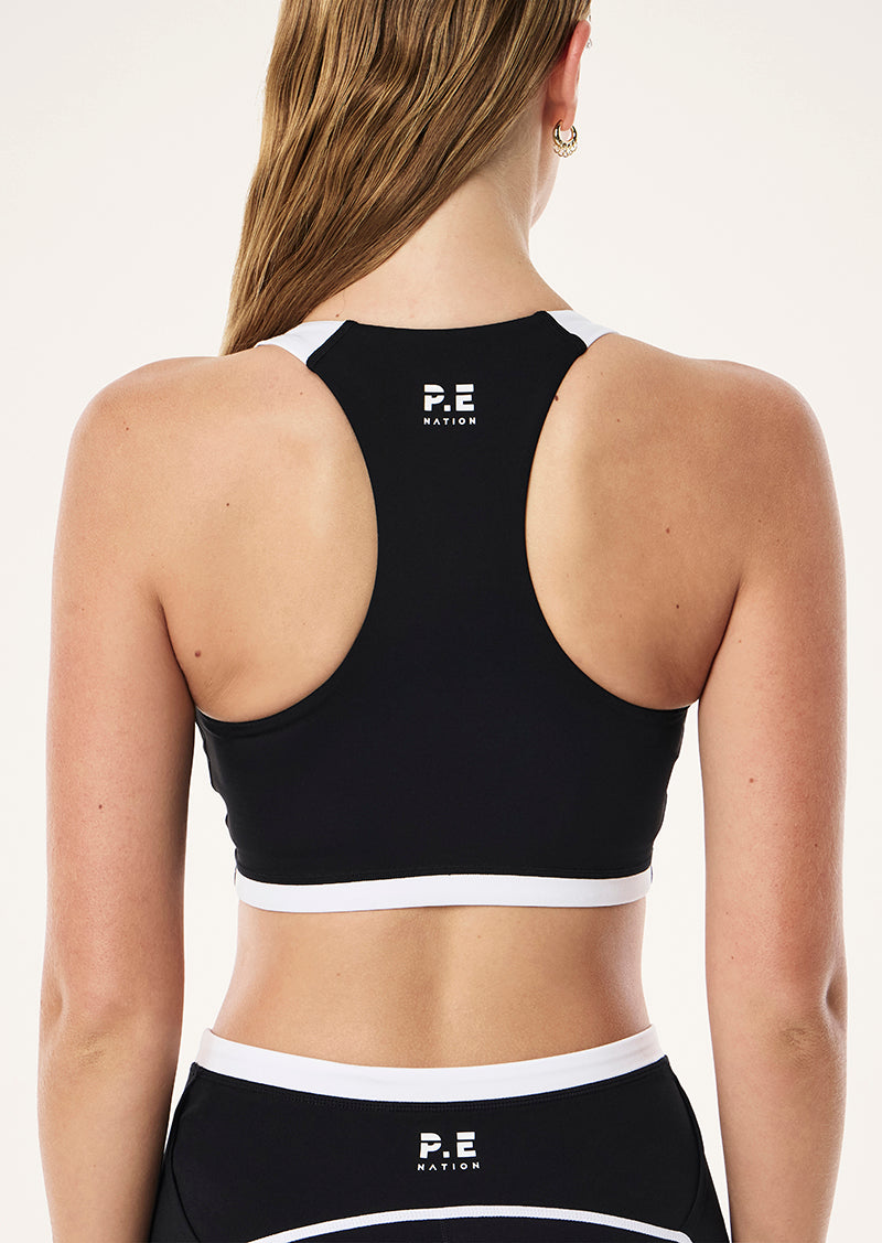Highgate Sports Bra in Black & White by P.E Nation, Women's Athleisure Sports Bra