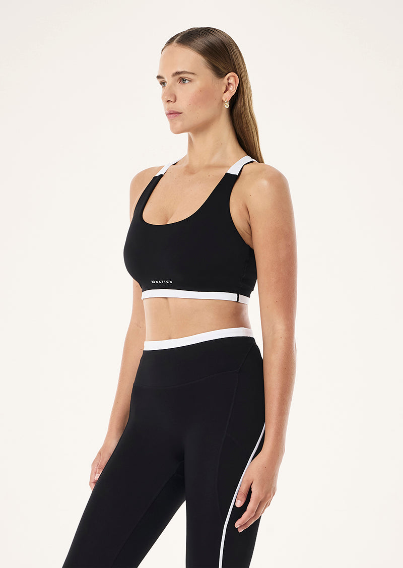 Highgate Sports Bra in Black & White by P.E Nation, Women's Athleisure Sports Bra