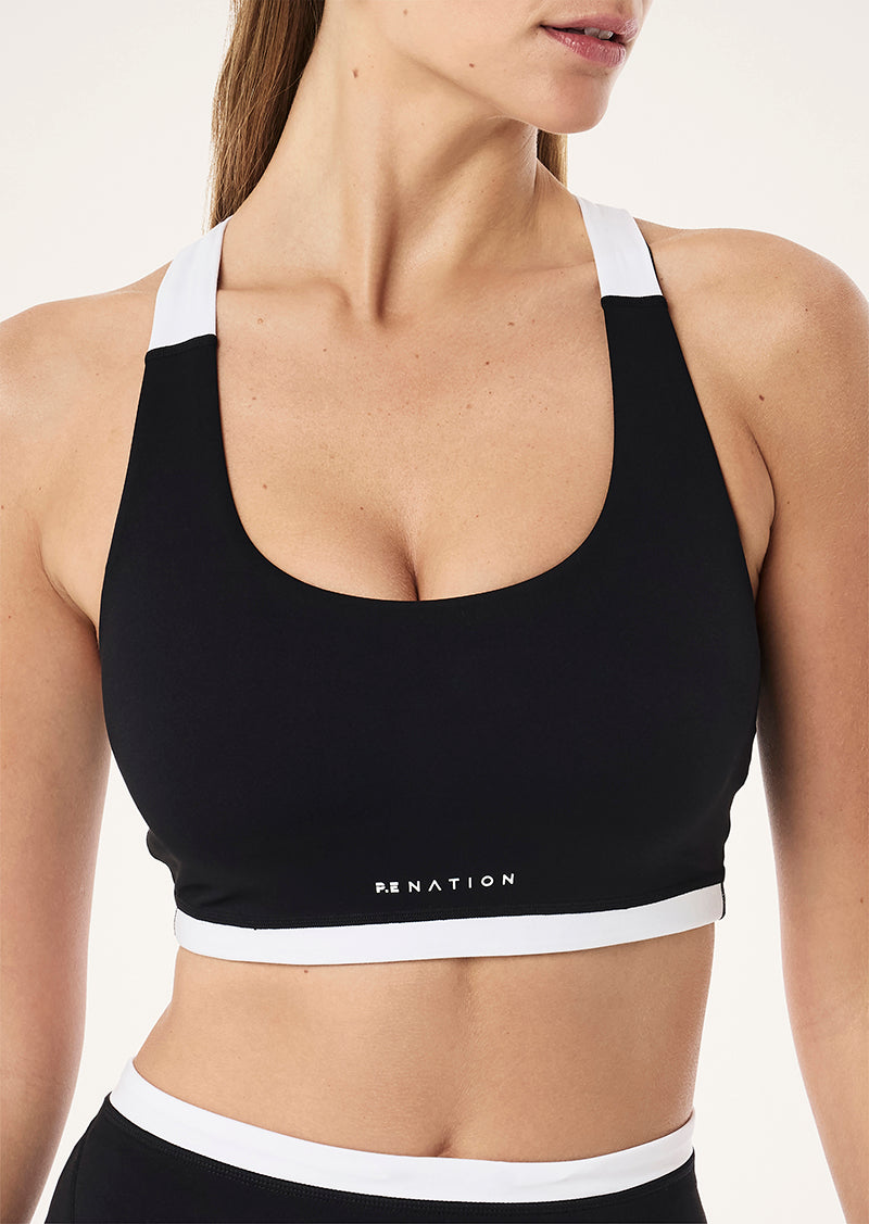 Highgate Sports Bra in Black & White by P.E Nation, Women's Athleisure Sports Bra