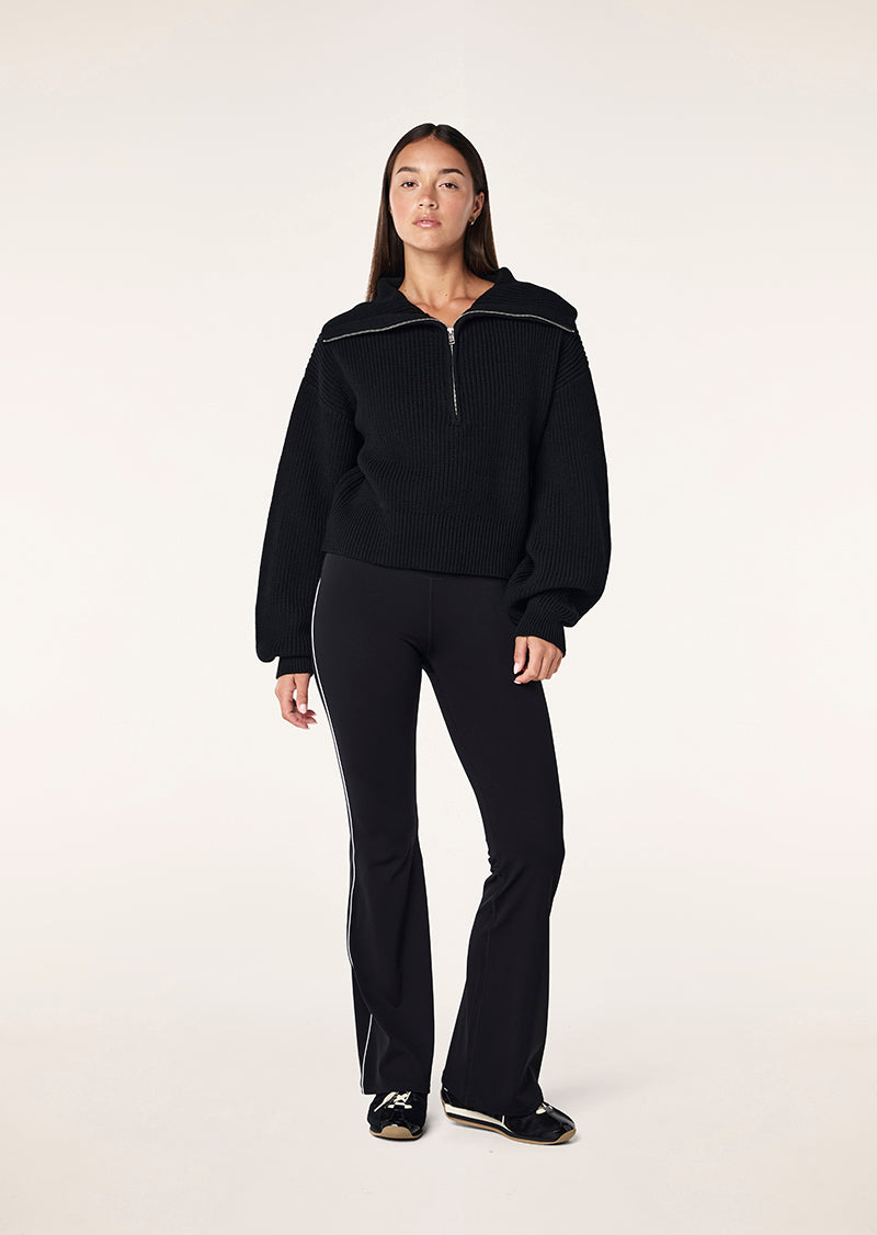 High Season Zip Neck Knit | Black | P.E Nation